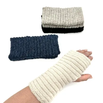 Produktbild von Alpaka Pulswärmer Damen aus 100% Baby-Alpakawolle – Handgefertigte Armstulpen - Wollstulpen -Armstulpen - RIPPMUSTER GRAU