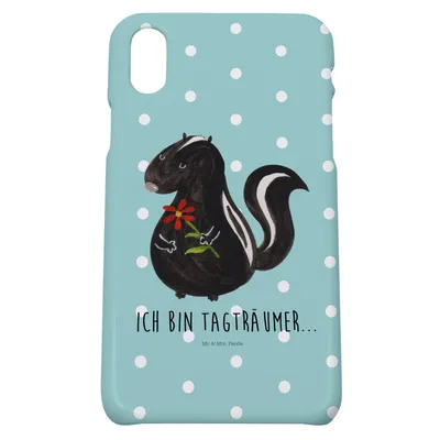 Produktbild von Mr. & Mrs. Panda Iphone 10 Handyhülle Stinktier Blume - Türkis Pastell - Geschenk, Träume, Hülle, Skunk, Wildtier, Raubtier, X, Cover, Handy, Dreams