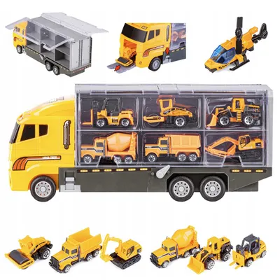 Produktbild von MODFU LKW Spielzeug Auto Set Autotransporter Spielzeug Baustelle Bagger Spielzeug ab 3 Jahre Junge