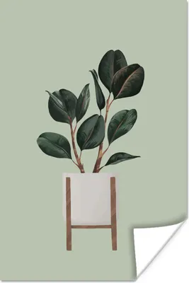 Produktbild von MuchoWow® Poster Zimmerpflanzen - Blumentopf - Grün 60x90 cm - Wanddekoration