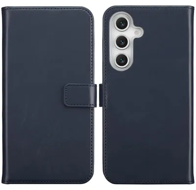 Imagen del producto de Funda de Cuero Auténtico tipo Libro para Samsung Galaxy S25 FE - Azul