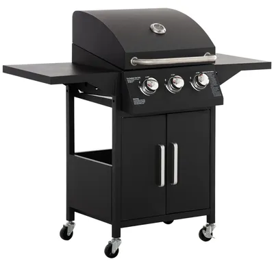 Zdjęcie produktu dla Grill gazowy - Grill na zewnątrz - Grill - Wózek grillowy - Kompaktowy - 3 mocne palniki