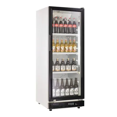 Produktbild von orange Getränkekühlschrank 230L, weiß/schwarz, LED-Beleuchtung