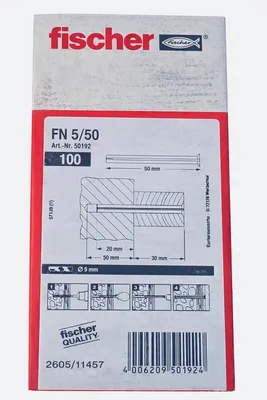 Immagine prodotto di Fischer 50192 FNH 5/50 Chiodo a bussola 50 mm 5 mm 100 pz.