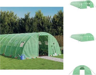 Productafbeelding van vidaXL Kas met stalen frame, groen, 64 m², 16x4x2 m - Kassen
