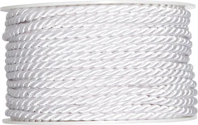 Produktbild von Dekokordel Acetat 4 mm 25 m gedrehte Schnur glänzend Uni Dekoband weiß
