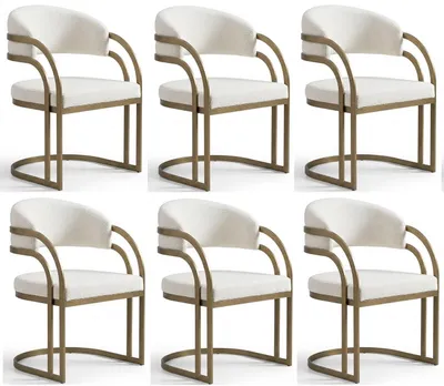 Productafbeelding van Beige stoelsets, 6 stoelen, eetkamerstoelen, stoelen voor keuken en eetkamer