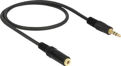 Produktbild von Delock - Audioverlängerungskabel - mini-phone stereo 3.5 mm weiblich zu mini-phone stereo 3.5 mm männlich - 50 cm - Schwarz