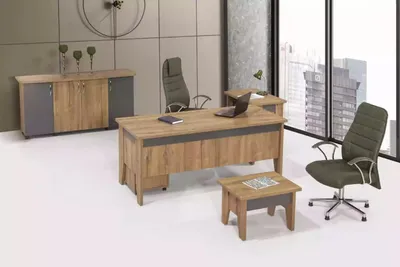 Produktbild von Holzmöbel Arbeitszimmer Set Büromöbel Schreibtisch Büroschrank 4tlg