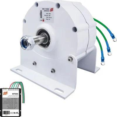Obrázok produktu pre Generátor s permanentným magnetom, výkon 500 W, 3-fázový alternátor, 1 hriadeľ so základňou, 500 W, 24 V