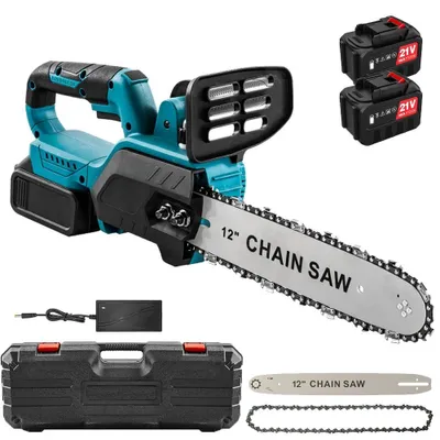 Obrázek produktu pro Akumulátorová řetězová pila – bezdrátová pila na větve, 30 cm – bezuhlíkový motor 1500 W – 21 V – 2 baterie + nabíječka (EU)