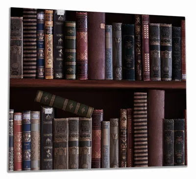 Produktbild von Wallario Herdabdeckplatte aus Glas, Größe 60 x 52 cm 1-teilig, Motiv Bücherregal mit alten Büchern