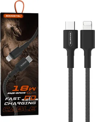 Zdjęcie produktu dla Kabel Usb Typ-C Do Iphone 3.6A Somostel Czarny 18W 1M Power Delivery Sms-Bw05 Pd