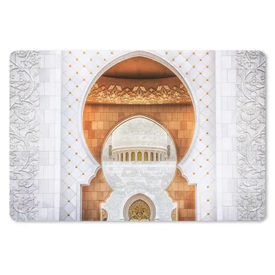 Produktbild von MuchoWow® Schreibtischunterlage Tor - Architektur - Weiß - Gold 60x40 cm - XXL Mauspad - Großes Mauspad