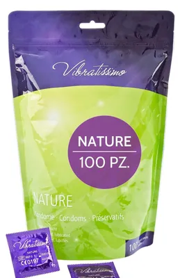 Immagine prodotto di Vibratissimo "Nature" - Confezione da 100 Pezzi profilattici per un piacere puro, una sensazione naturale ed extra umidità (testati in Germania)