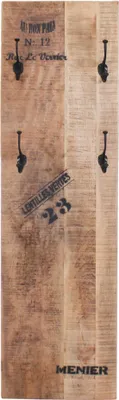 Produktbild von SIT Möbel Wandgarderobe | 4 Doppel-Haken | Mangoholz natur | Beschläge schwarz | B 35 x T 8 x H 110 cm | 01963-04 | Serie RUSTIC