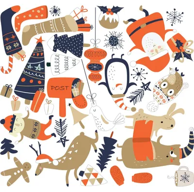 Produktbild von Weihnachtsaufkleber mit Weihnachtsmann und seinen Tieren – Selbstklebende Weihnachtsaufkleber – Festtagsdekoration – 80 x 85 cm