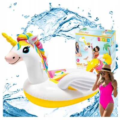 Produktbild von Intex Aufblasbare Schwimmmatratze Einhorn 198x140cm mit Griffen