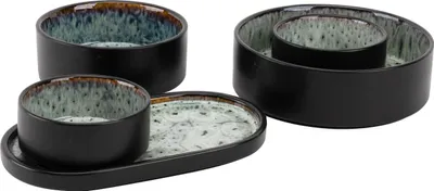 Produktbild von Palmer Coco Snackschalen Set 5-teilig Blau Porzellan Tapas Set