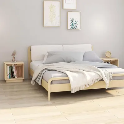 Obrázok produktu pre 2 Nočné stolíky z masívneho borovicového dreva, vhodné do spálne, k posteli, do obývačky a ako príborníky, rozmer 40x30x40 cm