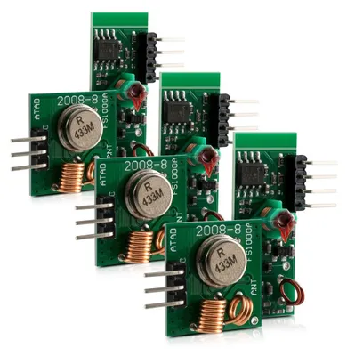 Immagine prodotto di Modulo radio per Arduino e Raspberry Pi, con trasmettitore e ricevitore a 433 MHz (3 unità)