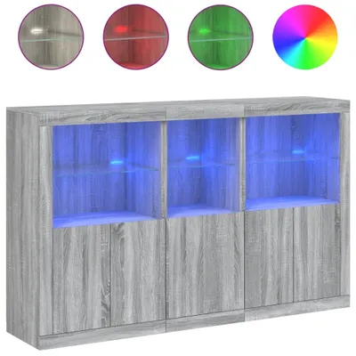 Image de Buffet avec lampes LED Gris Sonoma 162x37x100 cm