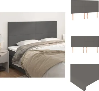 Produktbild von vidaXL Kopfteile 4 Stk. Grau 100x5x78/88 cm Kunstleder -  Kopf- & Fußenden