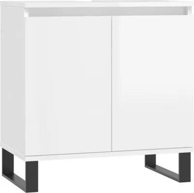 Produktbild von vidaXL Badschrank Hochglanz-Weiß 58x33x60 cm Holzwerkstoff
