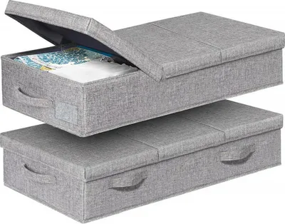 Produktbild von Unterbett-Organizer mit Deckel (2er-Set) Großer Unterbett-Organizer mit Griff, faltbare Unterbett-Aufbewahrungstasche für Kleidung, Schuhe, Decken und Kissen