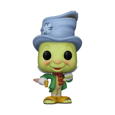 A Funko Pop! vinyl figure of Jiminy Cricket from Disney's Pinocchio.