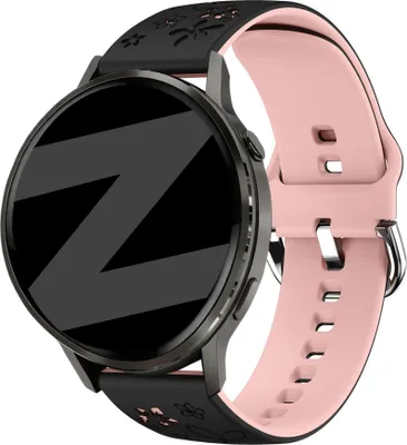 Produktbild von Bandz Silikonarmband „Blumen“, passend für Garmin Vivoactive 4s / Vivomove 3s / Venu 4 (41 mm) / Venu 3s / Venu 2s / Forerunner 265s – Schwarz
