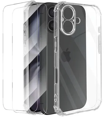 Image de Coque + 2 Verres Trempés pour iPhone 17, Protection Silicone Renforcé Antichoc Transparent