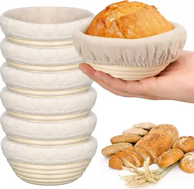 Image de Lot de 6 paniers de fermentation ronds pour le pain