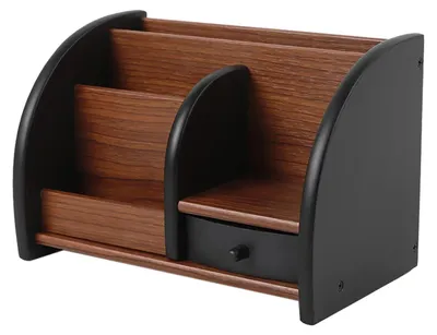 Immagine prodotto di Organizzatore da scrivania - Portapenne con cassetto - Legno naturale - Stile moderno