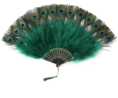 Productafbeelding van Roaring 20s vintage stijl pauw & zwarte maraboe veer - Fan Flapper Accessoires voor Kostuum Halloween Dancing
