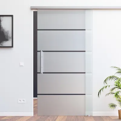 Produktbild von Glas Schiebetür Glasschiebetür AMOD SoftStop 900 x 2050 mm (SlimLine Komplett Set) Design/Nachbildung P1, inkl. beidseitige Griffstange BP1-900-420-AS
