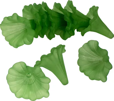 10 Blütenkelch-Perlen 41x35mm, Kelche, Lilien, Röcke, jadegrün
