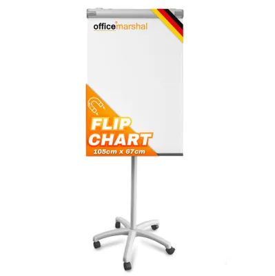 Produktbild von Office Marshal Mobiles Flipchart „Piranha“ Mit Magnethaftender Oberfläche und Sternenfuß