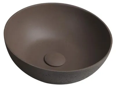 Produktbild von FORMIGO Betonwaschbecken zum Aufsetzen, Durchmesser 39cm, Dunkelbraun matt