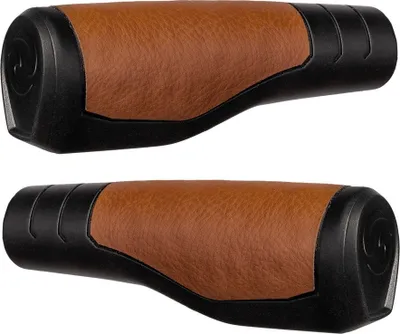 Image de Poignées de guidon Herrmans 'Primo', 130 mm, Ø 22 mm, noir/marron (1 paire)