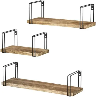 Produktbild von Unyqoos ® Wandplank Set aus 3 stilvollen Holzregalen für Wohnzimmer, Küche und Badezimmer, 43/33/23 cm