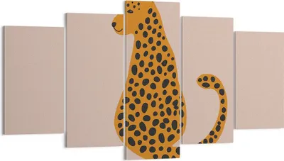 Produktbild von Bild auf Leinwand - Leinwandbild - 5 Teile - Panther Grafik Leopard - 160x85cm - Wand Bild - Wanddeko - Wandbilder - Leinwanddruck - Bilder - Wanddekoration - Leinwand bilder - EA160x85-4893