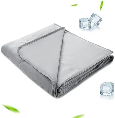 Produktbild von Winthome Kühldecke Stromfreie Kühlung Q-Max>0.4, Sommerdecke Wendesign, Kühlende Decke Weich Atmungsaktiv Keine Hitzestauung, Cooling Blanket Lindert Hitzewallungen&Nachtschweiß, OEKO (Grau,150x200cm)