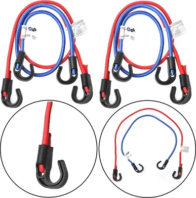 Produktbild von 4x Gepäckspanner für Gepäckträger – Spanngummis 2x 80cm, 2x 100cm Gummispanner mit Haken Spanngummi für Fahrrad Anhänger