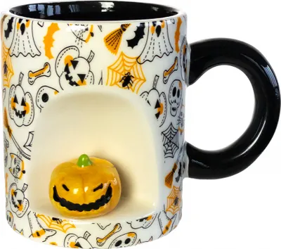Produktbild von Halloween Motiv Tasse mit Mini Kürbis als Geschenkidee