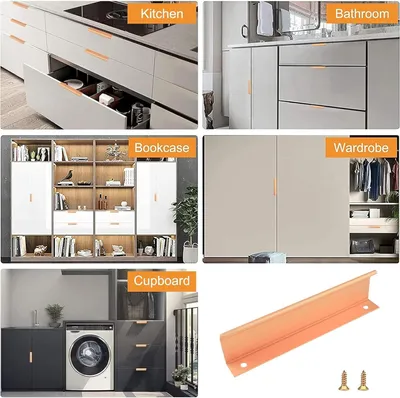 Productafbeelding van Moderne handgrepen met afgeronde randen - 8 stuks - Goud - 200 mm