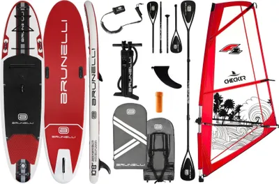 Image de BRUNELLI 10.8 Planche de windsurf iSUP gonflable Stand Up Paddle Checker 4,5 m² Gréement Planche de SUP
