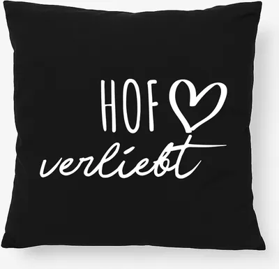 Produktbild von Huuraa Kissen Hof verliebt 40x40cm mit Füllung Black Baumwolle Dekokissen Geschenkidee