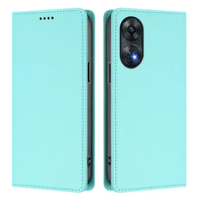 Image de Étui en cuir pour Oppo Reno8 T 4G, étui à rabat magnétique en cuirPolyuréthaneavec support, vert menthe