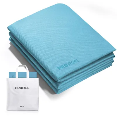 Produktbild von PROIRON Yogamatte Faltbar TPE, Reise Yogamatte rutschfest & leicht 183cm x 61cm x 7mm, Gymnastikmatte mit Tasche für Fitness Pilates - Blau-grün